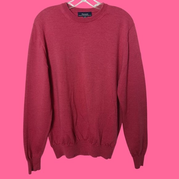 Faconnable Men Crewneck Sweater Long Sleeve Classic Fit Red Violet Large - Picture 2 of 12
